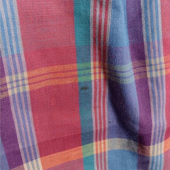 VTG Mister Remo Plaid Button Down Blouse Size 16 Red & Blue Collared Long Sleeve - Picture 11 of 12